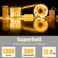 Светодиодная лента WOBANE CS05-3000 5м. теплый белый, с регулируемой яркостью, с таймером, 12 В светодиодная лента с пультом дистанционного управления (0051)