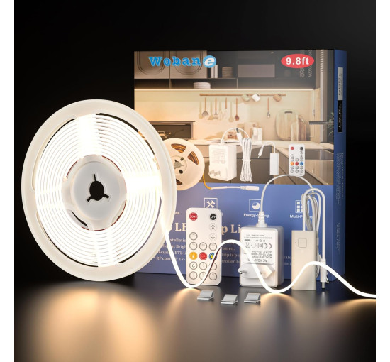 Світлодіодна стрічка WOBANE CS08 5м. 4000 K, 1500 лм, надзвичайно яскрава світлодіодна стрічка з регульованою яскравістю та пультом ДК (0059)