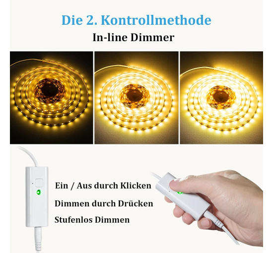 Світлодіодна стрічка WOBANE CS08-COB 10 м, теплий білий, з регульованою яскравістю, 3000 K світлодіодна стрічка з пультом дистанційного керування (0058)