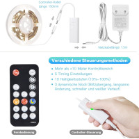 Светодиодная лента WOBSION WBE026, белая, 3м 300 светодиодов, холодно-белая лента 6000 K, управление мобильным телефоном для спальни, кухни (0052)