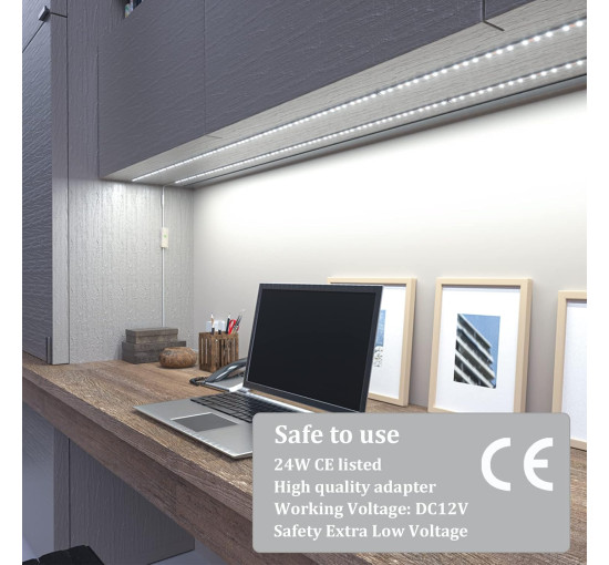 Світлодіодне освітлення під шафи WOBANE CL06-6000 3м. з регульованою яскравістю, з пультом дистанційного керування для кухні, полиці (0055)