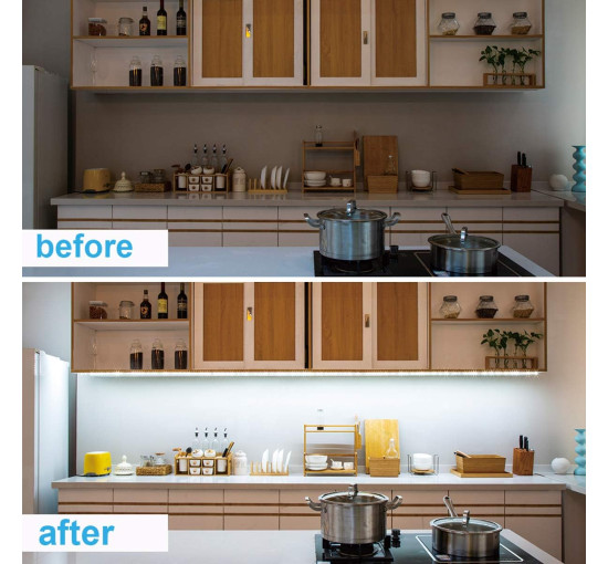 Світлодіодне освітлення під шафи WOBANE CL06-6000 3м. з регульованою яскравістю, з пультом дистанційного керування для кухні, полиці (0055)