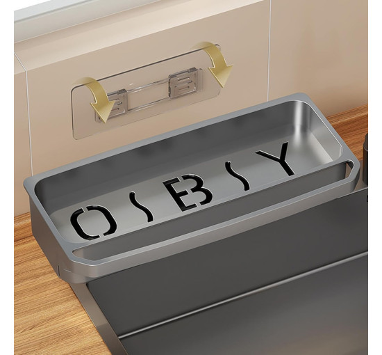 Тримач для губки з нержавіючої сталі Générique для раковини, сірий (3031)