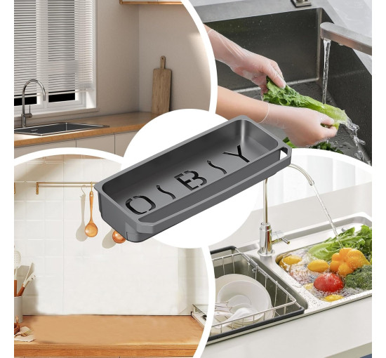 Тримач для губки з нержавіючої сталі Générique для раковини, сірий (3031)