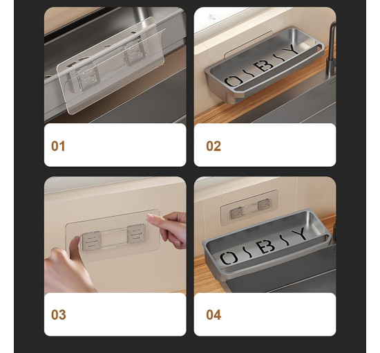 Тримач для губки з нержавіючої сталі Générique для раковини, сірий (3031)