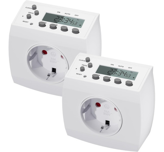 Цифровий таймер HBN BND-50/SG3, комплект із 2 шт., тижневий таймер з 8 програмами перемикання, розетка таймера, біла (0132)