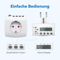 Цифровой таймер HBN BND-50/SG3, комплект из 2 шт., недельный таймер с 8 программами переключения, розетка таймера, белая (0132)