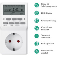 Цифровой таймер HBN BNE-50/G87 (2шт) недельный таймер с 20 программами переключения, розетка таймера для использования в помещении, белые (0131)