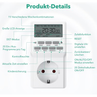 Цифровой таймер HBN BNE-50/G87 (2шт) недельный таймер с 20 программами переключения, розетка таймера для использования в помещении, белые (0131)