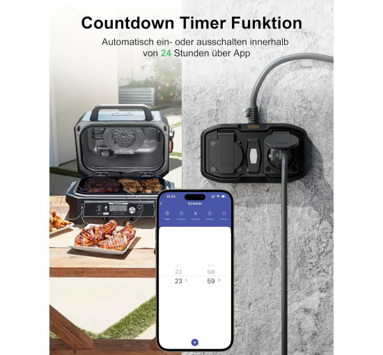 Вулична WiFi розетка HBN BNC-50/G86WT з 2 розетками 16A 3600W Кабель 1,5 м Розумна зовнішня розетка IP54 Водонепроникна подвійна (0136)