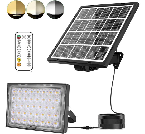 Вуличний прожектор на сонячних панелях CLY SL-FL04 30 Вт, регульована яскравість, з акумуляторною батареєю 5000 мАг, сонячні прожектори (0073)