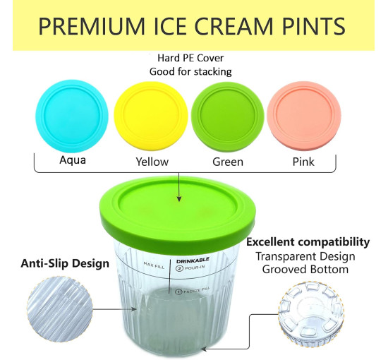 Заміна для пляшок та кришок Adwrparts 4 шт., сумісних з льодогенератором Ninja Creami Deluxe серії NC500, NC500, NC501 (2101)