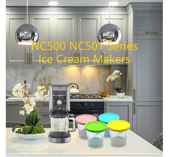 Заміна для пляшок та кришок Adwrparts 4 шт., сумісних з льодогенератором Ninja Creami Deluxe серії NC500, NC500, NC501 (2101)