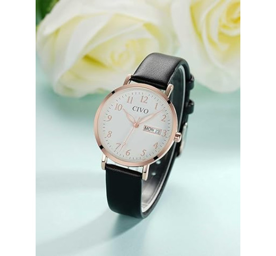 Жіночий годинник CIVO 2408 у ретро-дизайні для жінок, шкіряний ремінець (4079)