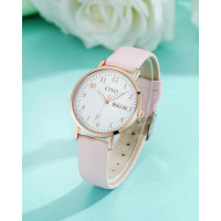 Женские часы CIVO 2408 в ретро-дизайне для женщин, кожаный ремешок, розовый (4080)