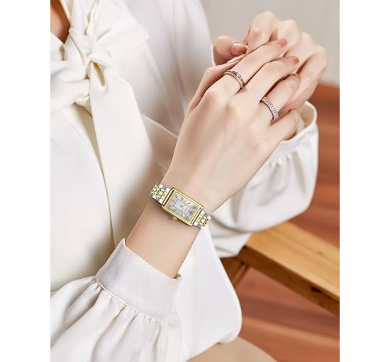 Жіночий годинник CIVO 9299, Vintage Square з нержавіючої сталі аналоговий кварцовий, срібний (4084)