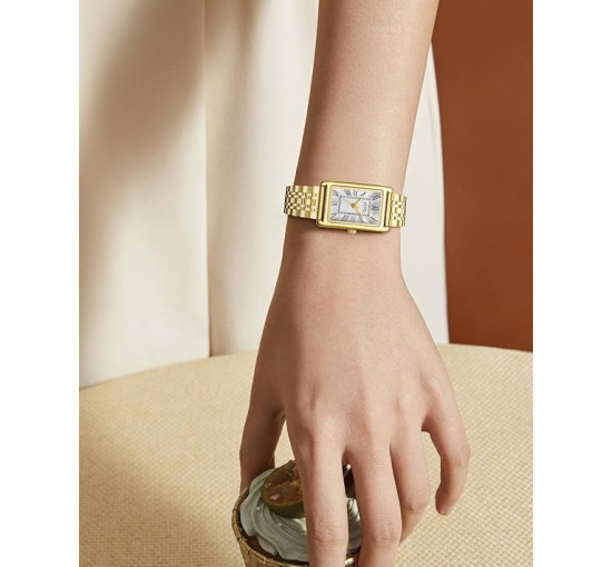 Жіночий годинник CIVO 9299, Vintage Square з нержавіючої сталі аналоговий кварцовий, золотий (4083)