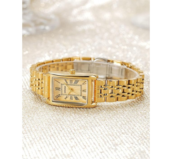 Жіночий прямокутний кварцовий наручний годинник CIVO Montre Femme 9299L, золотий (4088)