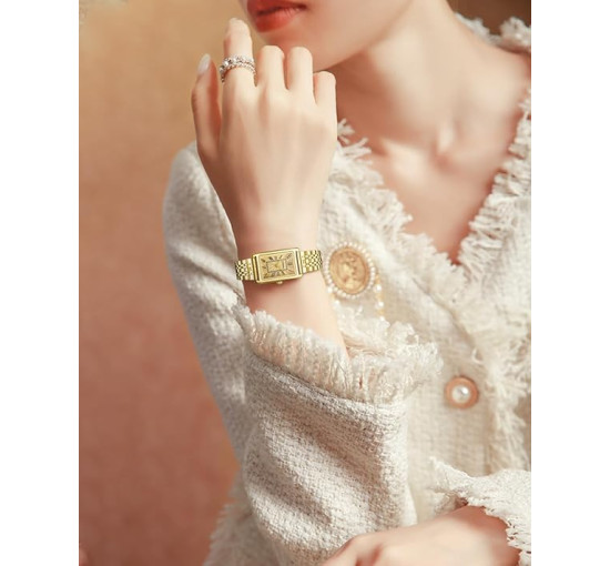 Жіночий прямокутний кварцовий наручний годинник CIVO Montre Femme 9299L, золотий (4088)