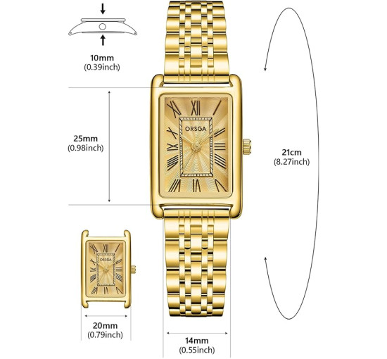 Жіночий прямокутний кварцовий наручний годинник CIVO Montre Femme 9299L, золотий (4088)