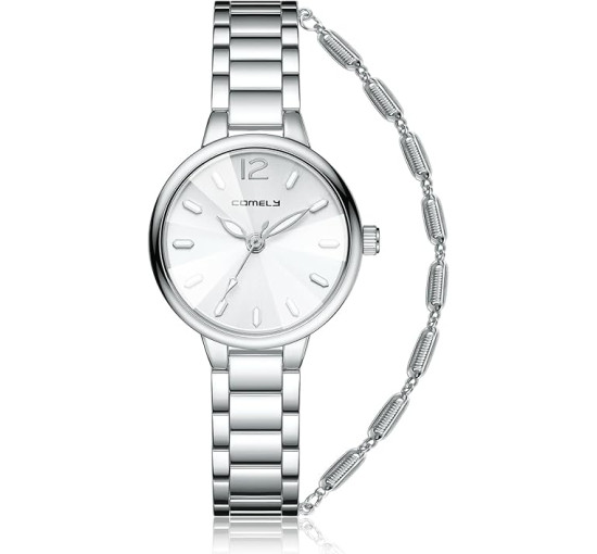 Жіночий водонепроникний маленький годинник CIVO 2034 з нержавіючої сталі з ремінцем, срібло (3159)