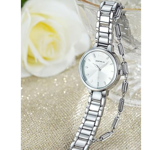 Жіночий водонепроникний маленький годинник CIVO 2034 з нержавіючої сталі з ремінцем, срібло (3159)