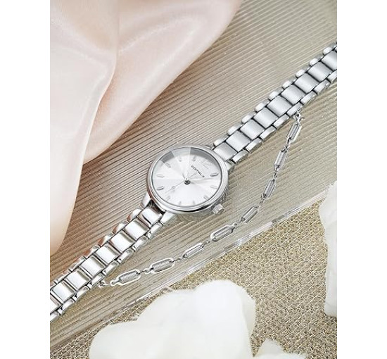 Жіночий водонепроникний маленький годинник CIVO 2034 з нержавіючої сталі з ремінцем, срібло (3159)