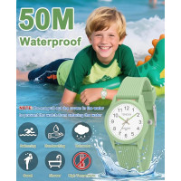 Детские аналоговые часы TENOCK 6088 с мягким ремешком, водонепроницаемый 50M, зеленый (4186)