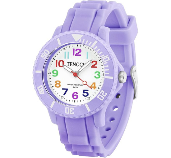 Дитячий аналоговий кварцовий годинник TENOCK 001, водонепроникний, 30 м, фіолетовий (4188)