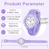 Детские аналоговые кварцевые часы TENOCK 001, водонепроницаемый, 30 м, фиолетовый (4188)