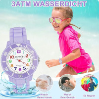 Детские аналоговые кварцевые часы TENOCK 001, водонепроницаемый, 30 м, фиолетовый (4188)