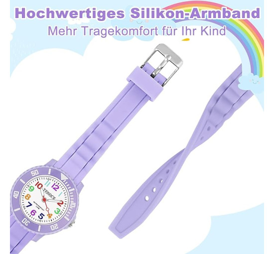 Дитячий аналоговий кварцовий годинник TENOCK 001, водонепроникний, 30 м, фіолетовий (4188)