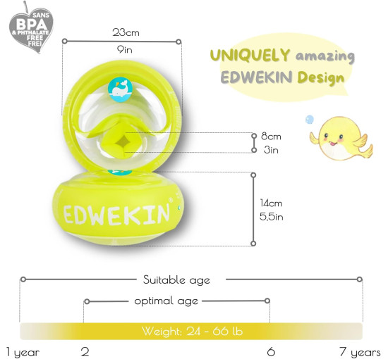 EDWEKIN надувний дитячий поплавок для басейну, золотистий (5154)