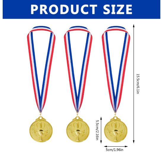 Набір з 12 медалей EBKCQ BTGS2308141, золота медаль для дітей (2192)
