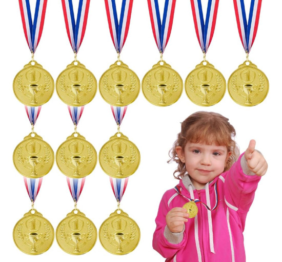 Набір з 12 медалей EBKCQ BTGS2308141, золота медаль для дітей (2192)