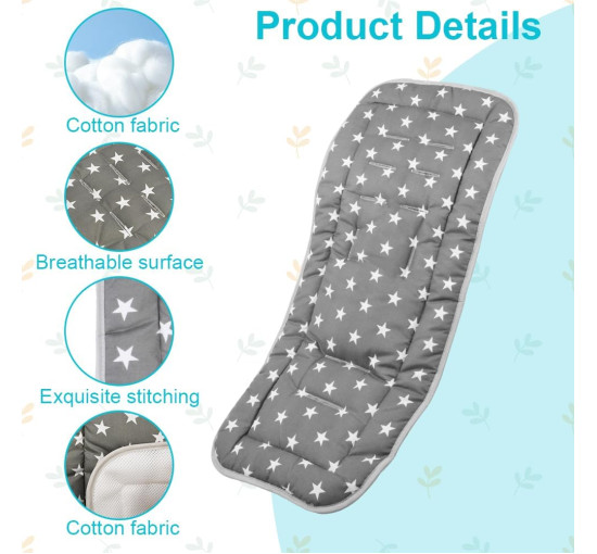 Підкладки для дитячої коляски AOGOE, 100% бавовняна підкладка, дихаюча ідходить для більшості колясок, сіра (0142)