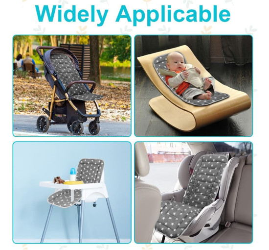 Підкладки для дитячої коляски AOGOE, 100% бавовняна підкладка, дихаюча ідходить для більшості колясок, сіра (0142)