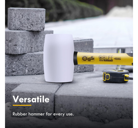 Гумовий молоток CCLIFE, 450 г, сертифікований TÜV та GS, з двома сторонами, м'який молоток для підлоги та плитки,  білий, (0087)