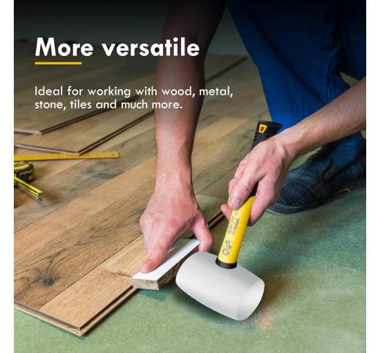 Гумовий молоток CCLIFE, 450 г, сертифікований TÜV та GS, з двома сторонами, м'який молоток для підлоги та плитки,  білий, (0087)