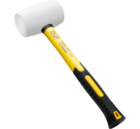 Гумовий молоток CCLIFE, 450 г, сертифікований TÜV та GS, з двома сторонами, м'який молоток для підлоги та плитки,  білий, (0087)