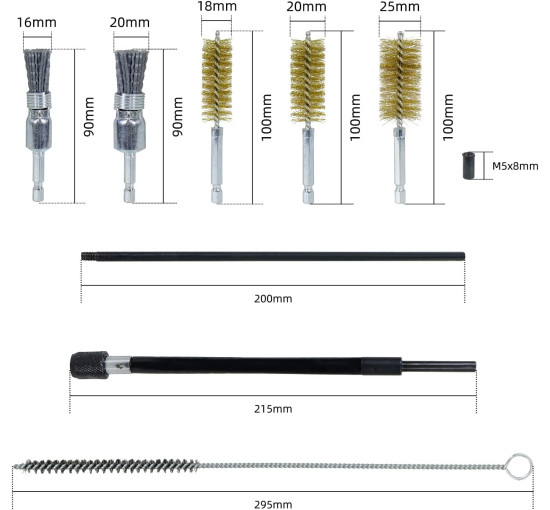 Набір для очищення сідел та валів форсунок CCLIFE 8132, 4 предметів, зі сталевими дротяними та нейлоновими щітками (0082)