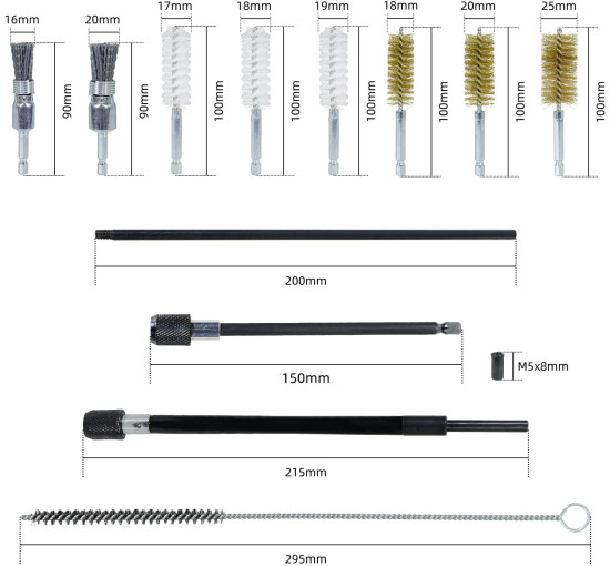 Набір для очищення сідел та валів форсунок CCLIFE 8132, 4 предметів, зі сталевими дротяними та нейлоновими щітками (0082)
