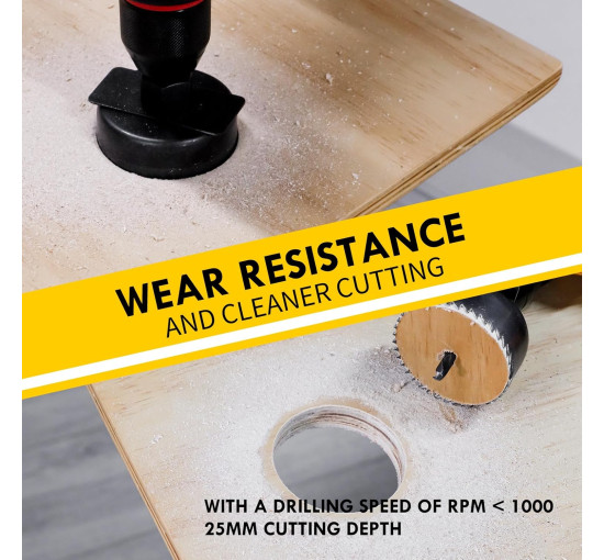 Набір коронок CCLIFE Ø19 мм - Ø152 мм, 19-предметний набір коронок, глибина різання 25 мм для дерева, чорний (0081)