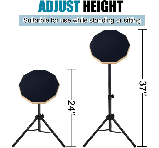 Пед для гри на барабанах GLEAM DPS-01 із залізною стійкою для барабанів, 12-дюймовий комплект безшумних педів, чорний (2108)