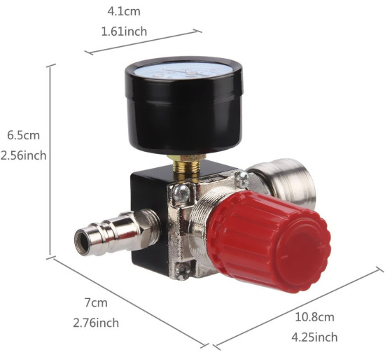Preciva Регулятор тиску 1/4 дюйма, до 175 PSI для повітряних компресорів, чорний (5102)