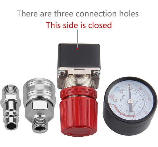 Preciva Регулятор тиску 1/4 дюйма, до 175 PSI для повітряних компресорів, чорний (5102)