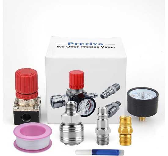 Preciva Регулятор тиску 1/4 дюйма, до 175 PSI для повітряних компресорів, чорний (5102)