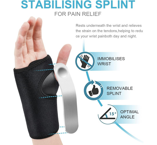 Фіксатор зап'ястя ACWOO, дихаючий та регульований бандаж, чорний (2009)