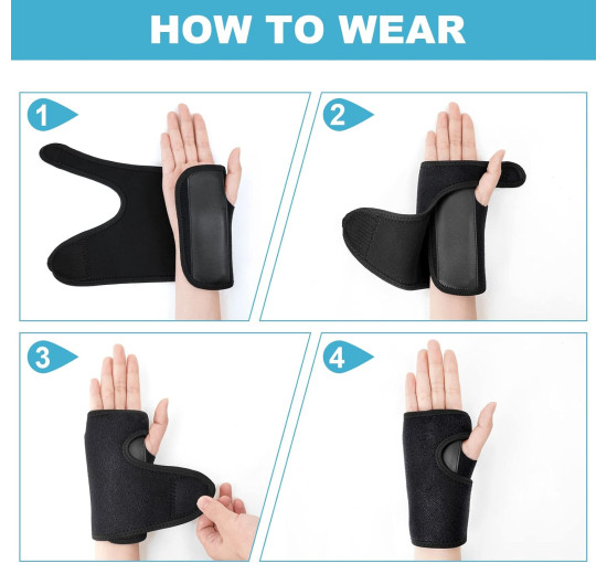 Фіксатор зап'ястя ACWOO, дихаючий та регульований бандаж, чорний (2009)