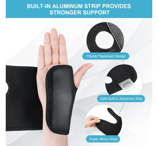 Фіксатор зап'ястя ACWOO, дихаючий та регульований бандаж, чорний (2009)